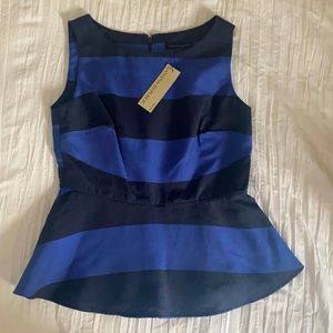 Banana republic blue striped peplum top